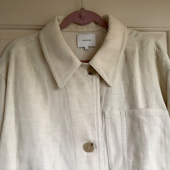 Vince Organic Cotton & Linen Twill Jacket Lemon Stone SZ 1X - Picture 7 of 16